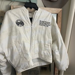 Darc Sport SHE Rather Die Standing Bomber Jacket- Cream Wolf Tiger Camo